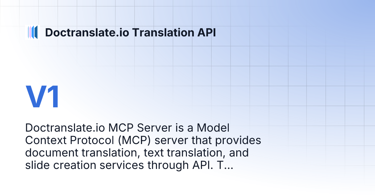 V1 | Doctranslate.io Translation API